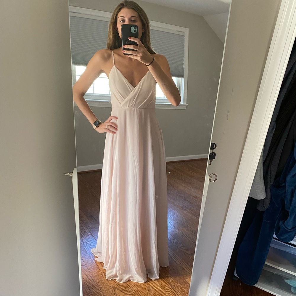 Kaia pale blush bridesmaid dress